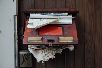 Close-up of old books