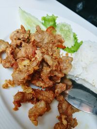 Close-up of food served in plate