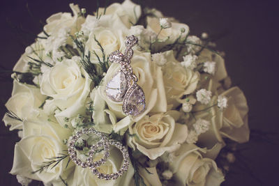 Close-up of white rose bouquet