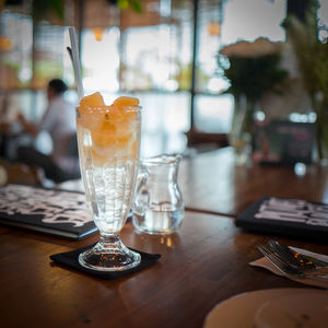 Close-up of drink on table in restaurant