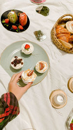 High angle view of food on table