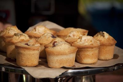 Close-up of almond cupcakes on table