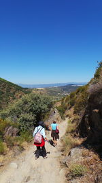 Scenic view of landscape against clear blue sky