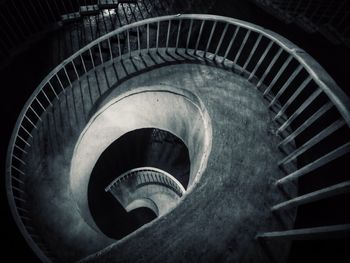 High angle view of spiral stairs