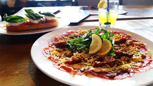 Close-up of food served in plate