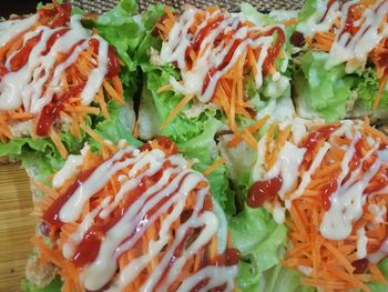 Close-up of chopped vegetables in plate