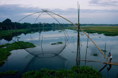 Scenic view of lake against sky