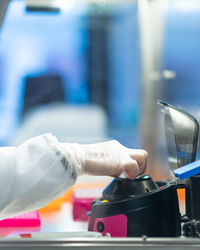 Close-up of person working