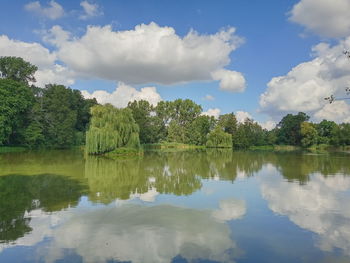 A pond in the park at the palace in nieborów