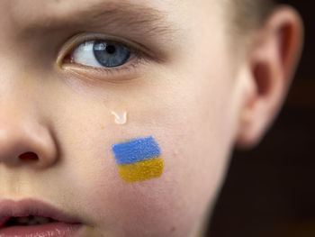 Close-up portrait of boy eating food