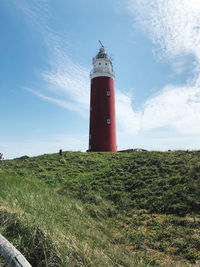 A lighthouse by sea against sky in the netherlands