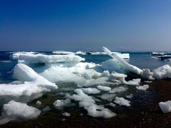 Scenic view of frozen sea against sky