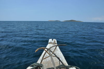 Scenic view of sea against blue sky