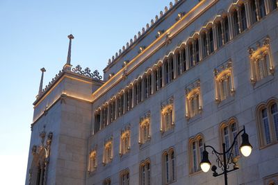 Low angle view of building against clear sky