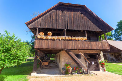 Traditional buildings of wood and rock in the village of kumrovec, birthplace of  tito, croatia