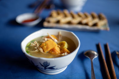 Close-up of food in bowl on table