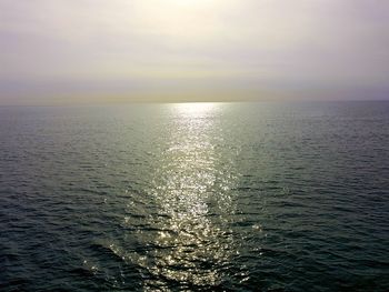 Scenic view of sea against sky at sunset