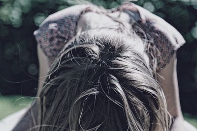 Close-up of woman exercising at park