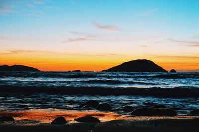 Scenic view of sea against sky during sunset