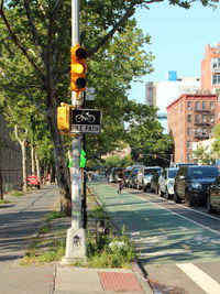 Road sign on city street