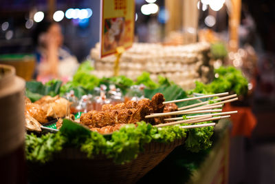 Close-up of food on table at market stall