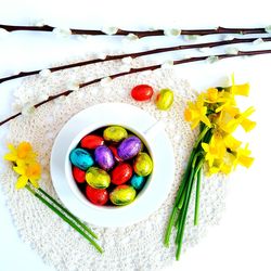 High angle view of multi colored candies