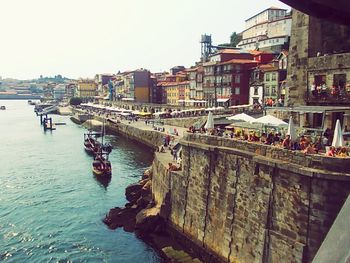 View of canal along buildings