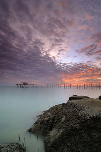 Scenic view of sea against sky at sunset