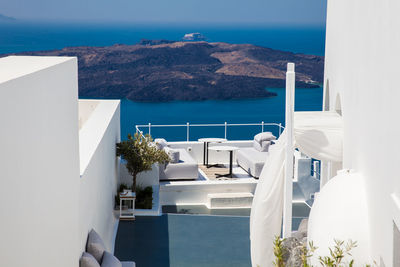 Beautiful architecture of the white houses of santorini island