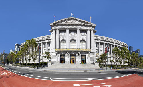 Low angle view of historical building against clear sky