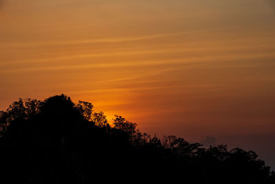 Silhouette trees against sky during sunset