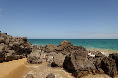 Scenic view of sea against clear sky