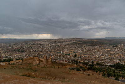 Scenic view of buildings in city against sky