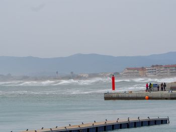 Scenic view of sea against clear sky