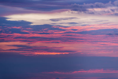 Low angle view of clouds in sky during sunset