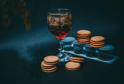 Close-up of wineglass on table