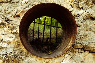 Close-up of circular object on wall