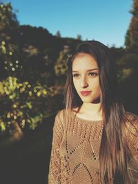 Close-up portrait of beautiful young woman