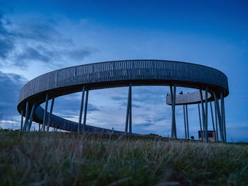 Kobyli vrch hill with lokout tower south moravia region. wooden spiral construction near vineyards. 