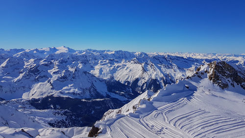 Snow-covered mountain landscape in the kaprun ski area austrian alps