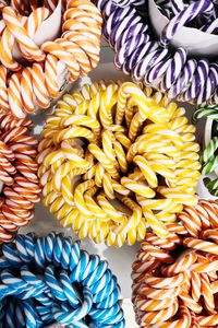 High angle view of colorful candies