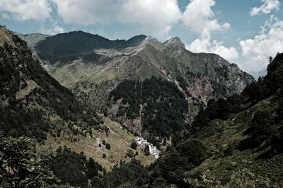 Low angle view of mountains against sky