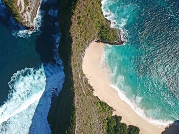 High angle view of beach on sunny day