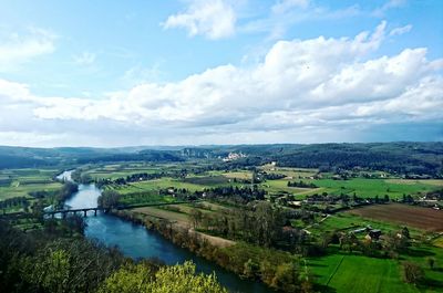 Scenic view of landscape against cloudy sky