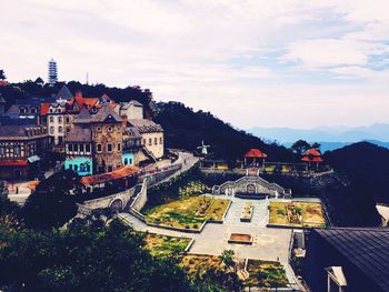 High angle view of city