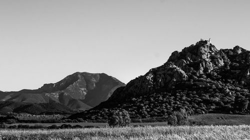 Scenic view of mountains against clear sky