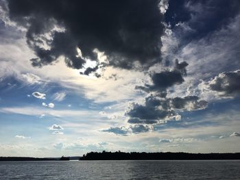 Scenic view of sea against cloudy sky