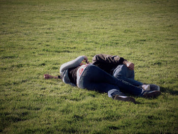 Man lying on grass