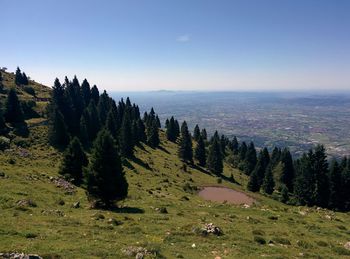 Scenic view of mountains against clear sky