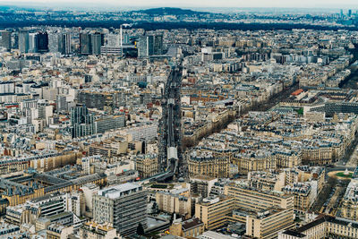 High angle view of city buildings